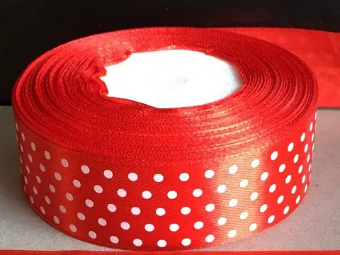 Стрічка атласна в горошок