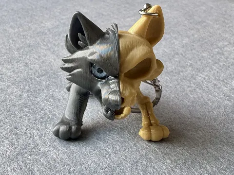 Брелок Скелет-Волка напечатана на 3Д принтере