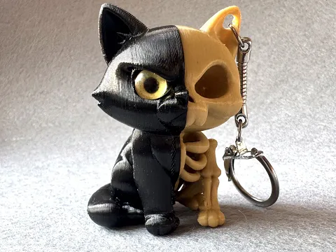 Брелок Скелет-кішка надрукована на 3Д принтері