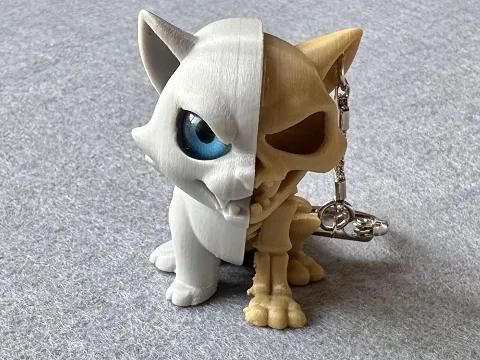 Брелок Скелет-Кошка напечатана на 3Д принтере