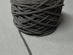 Бавовняний Круглий Шнур, Темно сірий, 4мм, 100 метрів