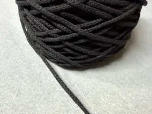 Бавовняний Круглий Шнур, Чорний, 4мм, 100 метрів